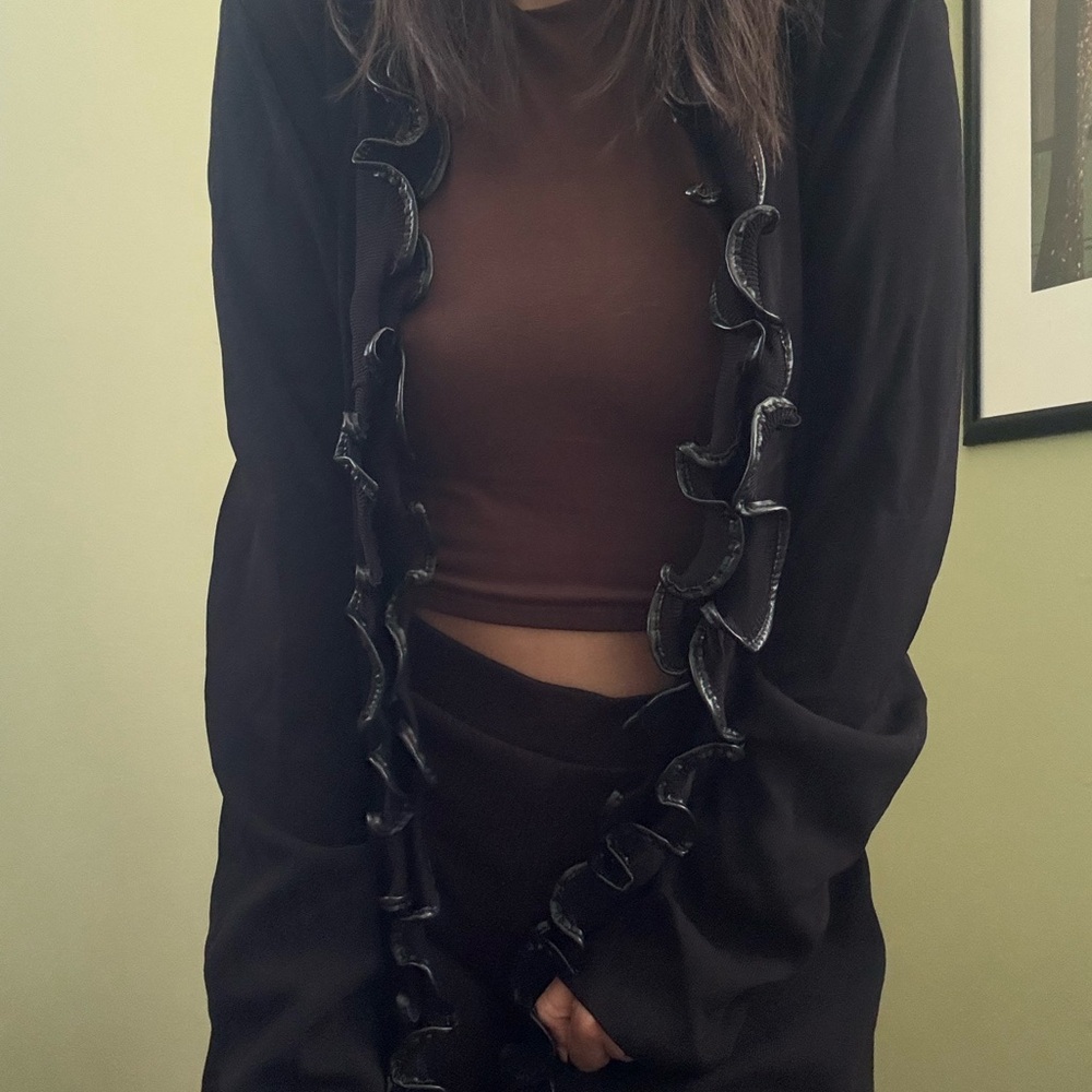 Black Ruffled Cardigan - Picture 3 of 3